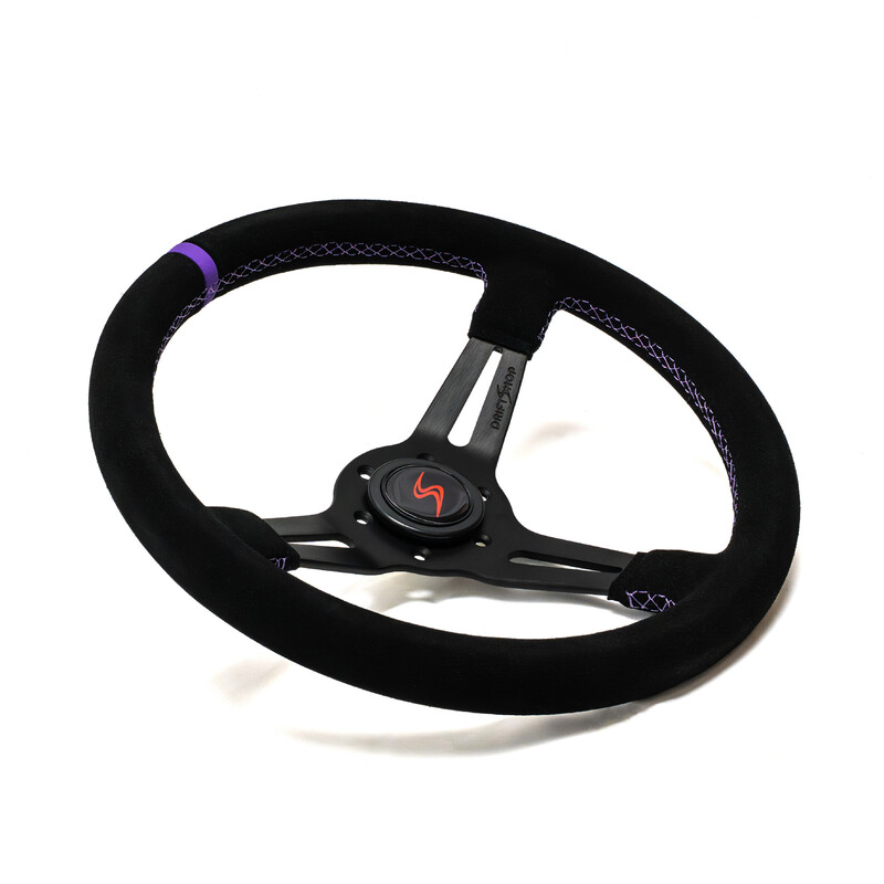 DriftShop Steering Wheel (70 mm Dish), Purple Edition, Black Suede
